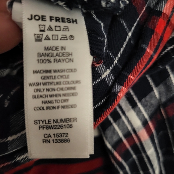 Joe Fresh Plaid faux Wrap/Twist hi-low Blouse xxl - Picture 6 of 6